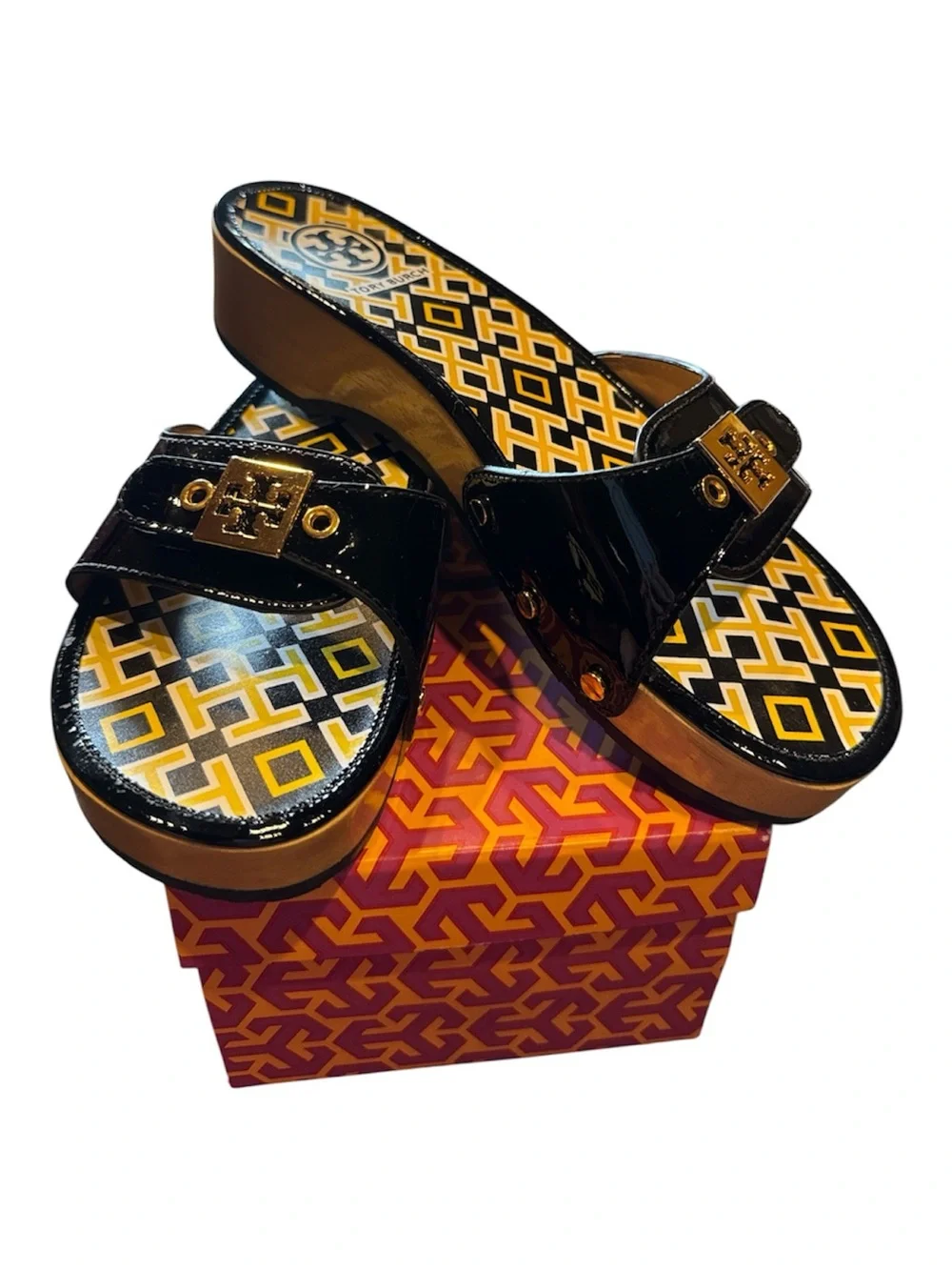 ⭐️NIB⭐️Tory Burch Dixon Black Patent Slide Sandals